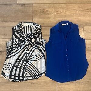New York & Company Sleeveless Button Down Collared Set of 2 Shirts